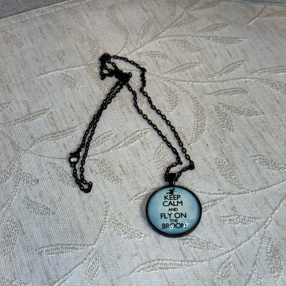 Keep Calm and Fly on the Broom Necklace. 24” - Picture 4 of 5